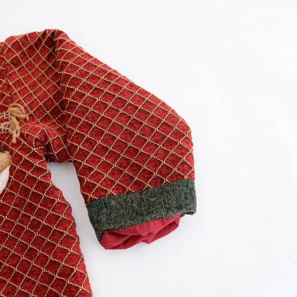 Red & Green Holiday Festive Snowman Button Up Cardigan Jacket Ugly Christmas M - Picture 5 of 11